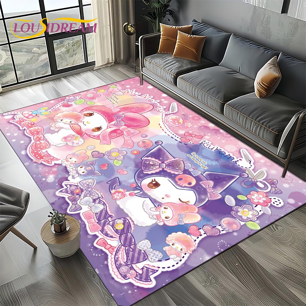 27 Style Cute Kuromi Cartoon Sanrio Carpet Rug for Bedroom Living Room Home Sofa Decoration,kids Large Decor Floor Mat Gift Girl