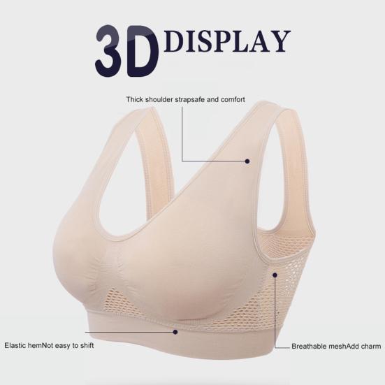 Plus Size Women Shockproof Breathable Wireless Push-up Vest Bra Sport Underwear
