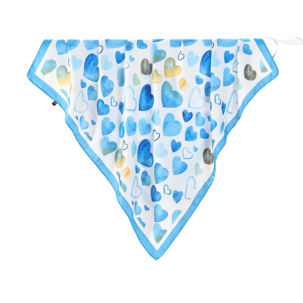 Korean Style Fashion: Colorful Heart Print Imitation Silk Neck Scarf
