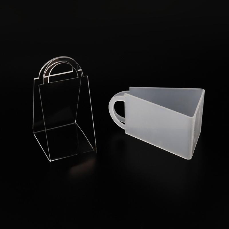 20pcs Fresh Flowers Handle Box Plastics Triangle Transparent Gift Boxes Acrylic Portable Arrangement Flower Bag Use Event Party