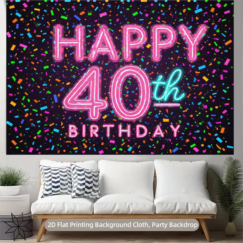 2D 40th Birthday Backdrop for Adult & Milestone Birthday Photoshoot