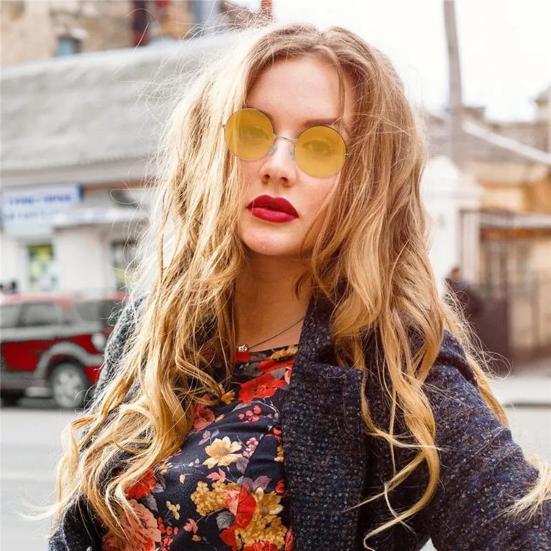 Stylish Vintage Round Hippie Sunglasses for Female Male Trendy Punk Disco Party Eyeglasses Circle Metal UV Protection Glasses