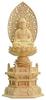 Fukuwaya Buddhist Statue Wooden Buddha Shaka Cypress Hexagonal Arabesque Main Wood Carving [Soto, Rinzai, Zen] Statue, Nyorai, Wood, Base, Halo, 2.5