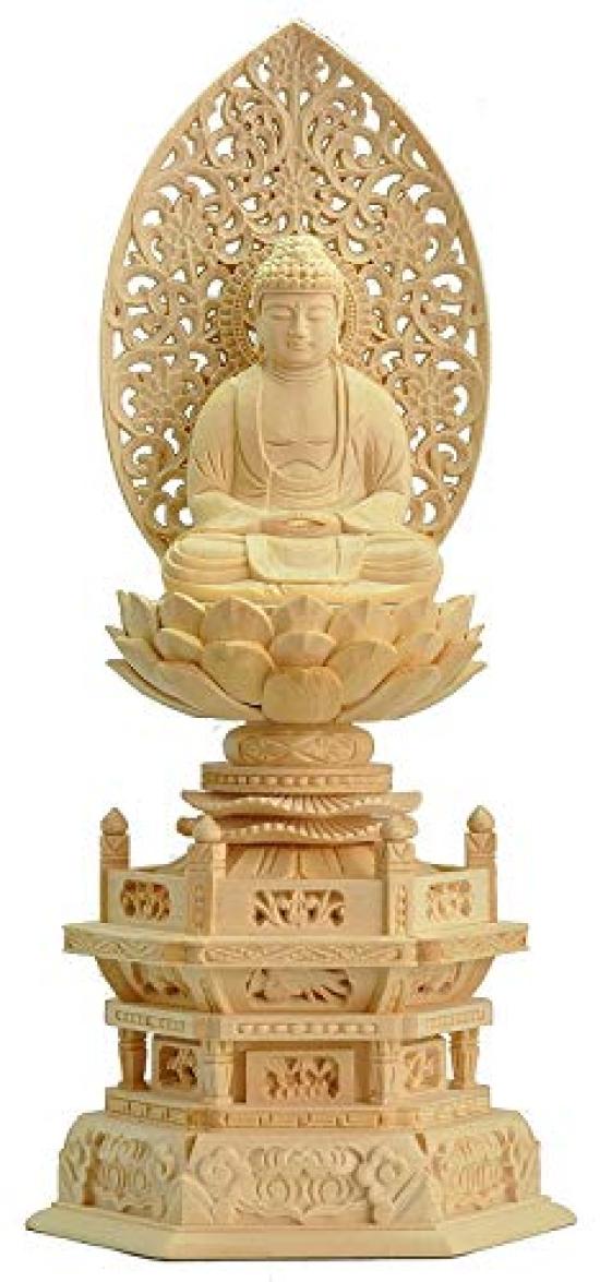 

Фукувая Буддийская статуя Деревянный Будда Шакья Кипарис Шестиугольный Арабеска Главная Деревянная Резьба [Сото, Риндзай, Дзен] Статуя, Нёрай, Дерево, Основание, Нимб, 2.5
