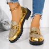 Fashion Women Loafers Plus Size Luxury Sneakers Women Spring Summer Comfort Slip on Flat Shoes Chain Platform Leather Casual Shoes Woman