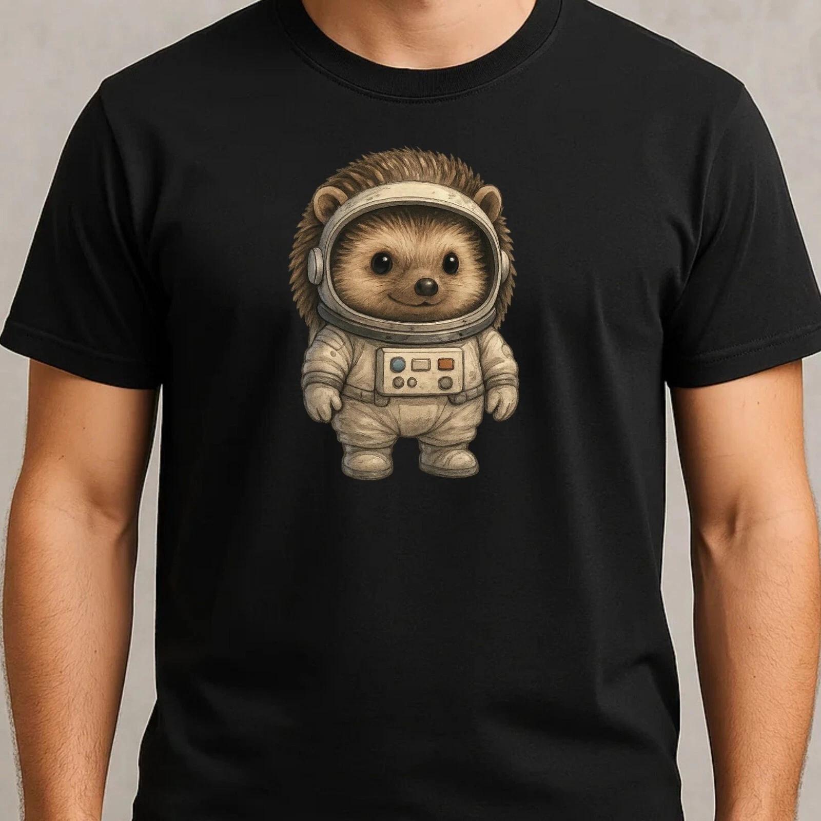 T-Shirt Herren Igel Astronaut Motiv Baumwolle Größe S bis 5XL L