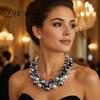Faux Pearl Choker Necklace 1 Set Chunky Jewelry, Beaded And V-neck Accessory Earrings, Metallic for Women Dinner Parties Wedding Collarbone Enhancing