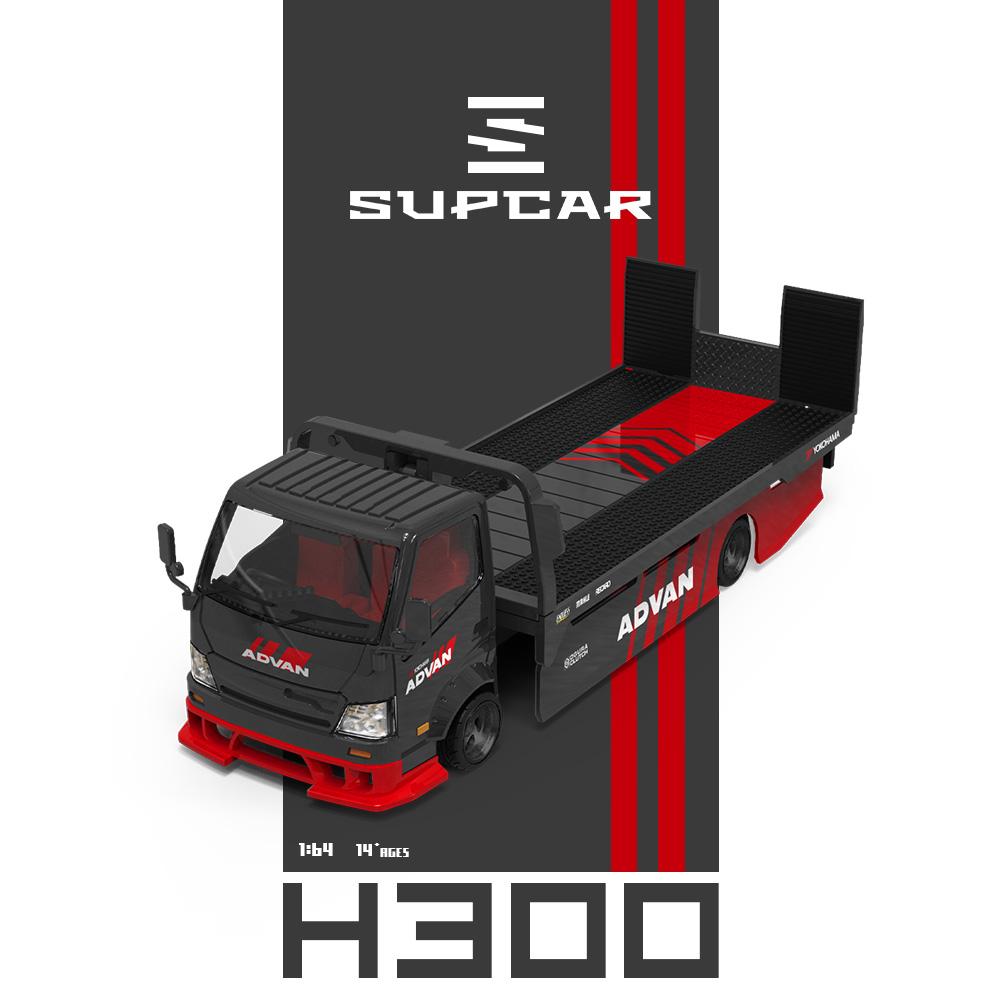 *Vorbestellung*Supcar 1:64 H300 Tieflader-Transportanhänger Advan Legierung Modell Display Geschenk black