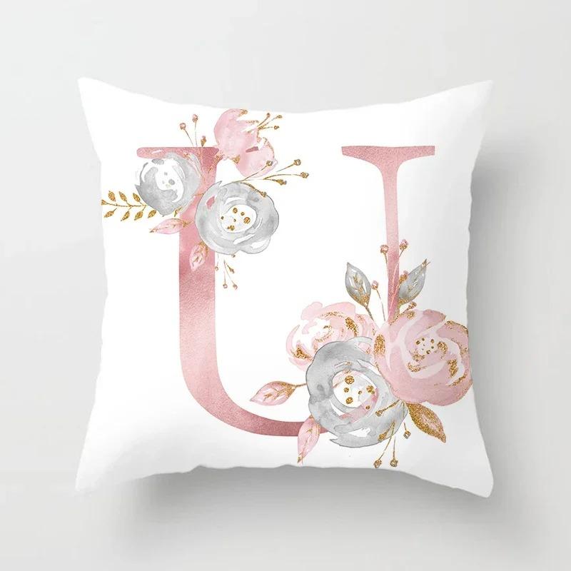 Sweet Pink Pillowcase Decoration 26 Letters Pillowcase Pillowcase Car Cushion Cover Home