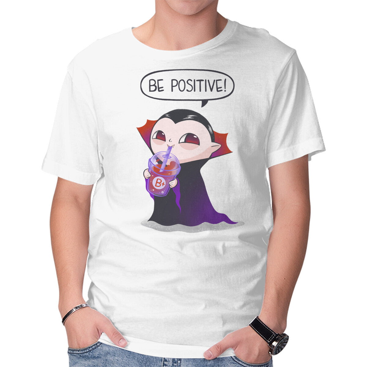Unisex Crew Neck T-Shirt Be Positive Graphic Short Sleeve Casual Tee L