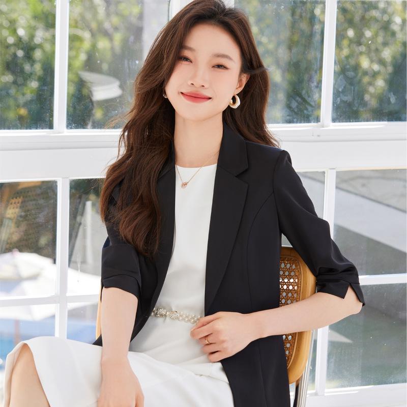 

Women s White Mid-Sleeve Blazer Dress - Elegant Summer 2024 Collection XXL