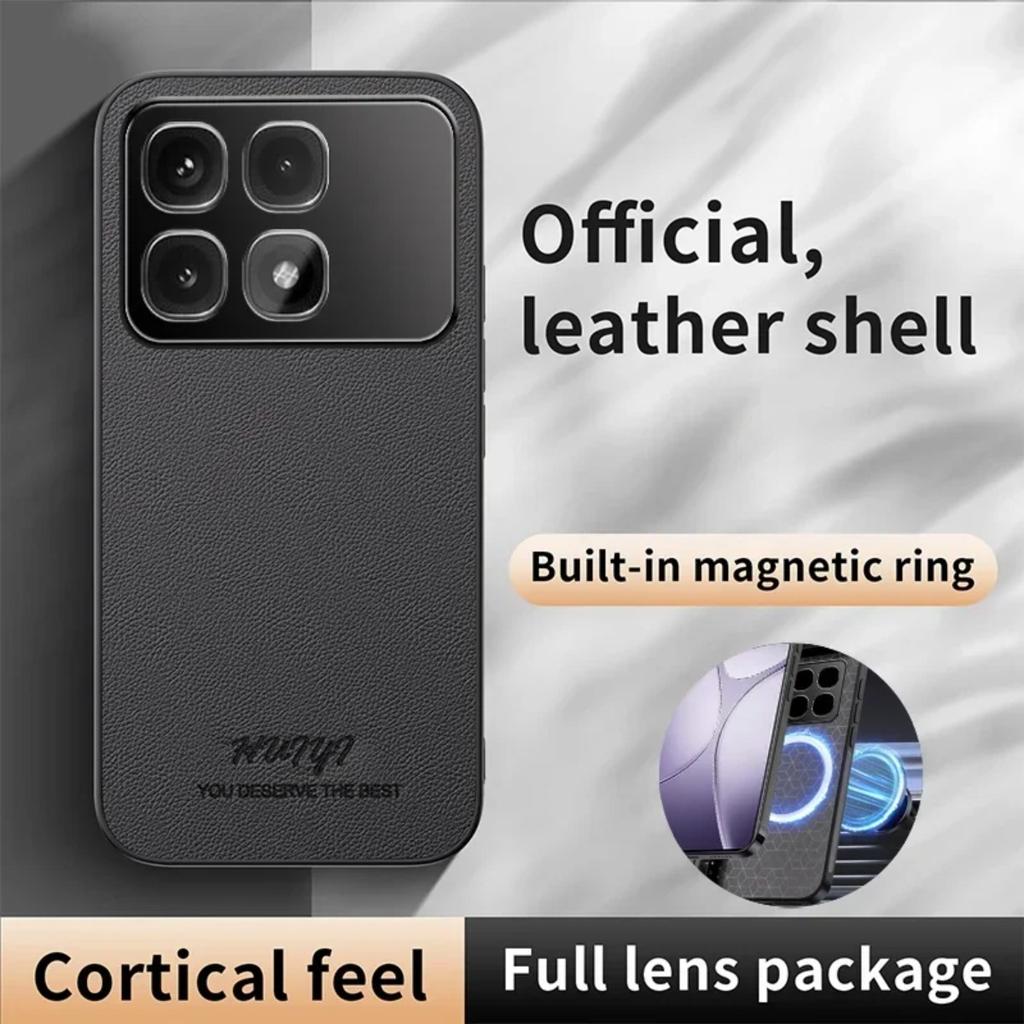 Leather Case for Xiaomi Redmi K70 Ultra K80 Pro Car Magnetic Holder Luxury Silicone Protection Phone Cover Redmi K70E Shell