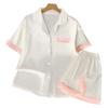Solid Color Short-Sleeved Ice Silk Pajamas Women'S Summer Cool Casual Loose Silk Loungewear Set