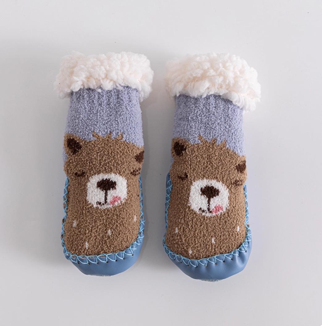 

Зимние флисовые носки для ходьбы для малышей, нескользящие, утепленные туфли с мягкой подошвой для детей от 10 месяцев до 1 года S 9-10.5CM