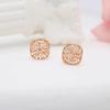 Exquisite Russian 585 Purple Gold Light Luxury Winding Sugar Cube Earrings Rose Gold Plated Fashion Square Brushed Earrings