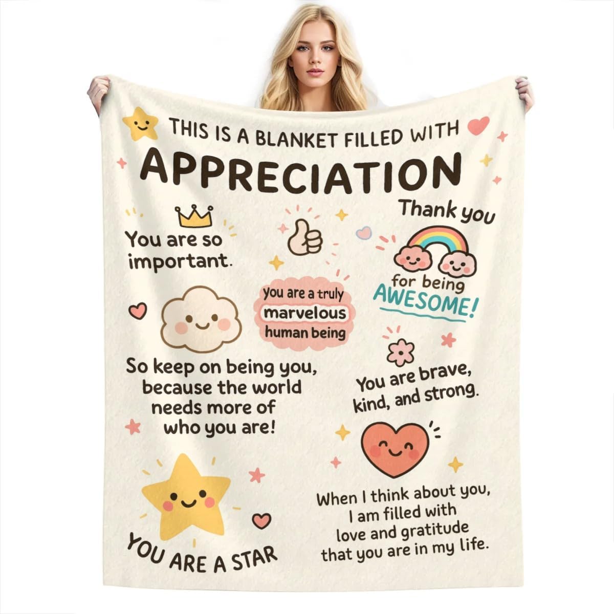 

Appreciation Throw Blanket Gratitude Gift for Teachers Coworkers Friends Nurses Staff Inspirational Home Textile x 100x150cm