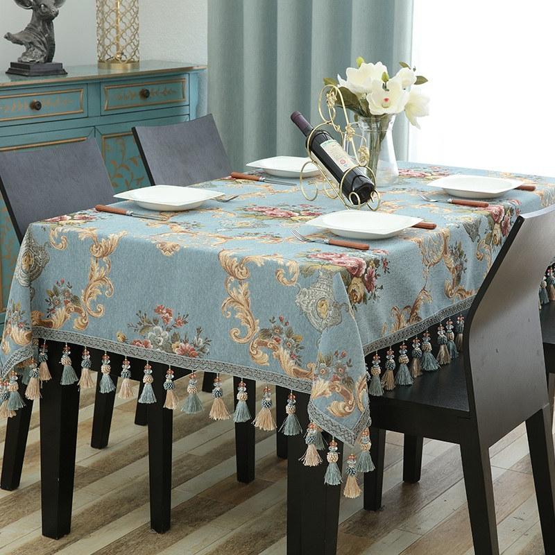 European Luxury Tassels Embroidered Tablecloth, Rectangular, Square, Round, Dining Coffee Table Cover, Party Event Decor