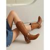 Fashion Plus Size 48 Women's Western Cowboy Boots High Heels Retro Western Boots Embroidery Shoes