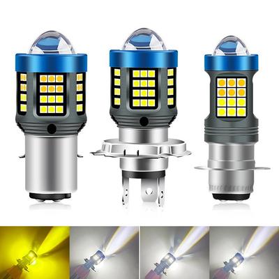 Motorcycle Led Headlight H4 P15D BA20D Yellow and White Paving Motorcycle Lens Spotlight