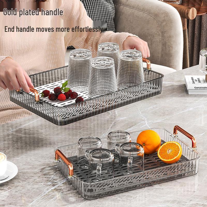Luxury Teacup Set with Tray - Home Use Rectangular Draining Tray with Kettle Storage, New Style Cup Holder for Living Room.