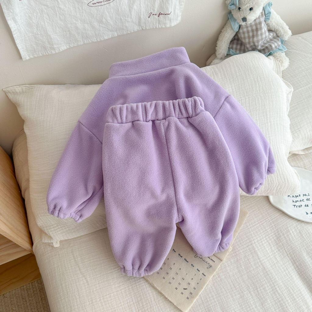 Koreanischer Stil Herbst Baby & Kleinkind Doppelseitiger Fleece Trainingsanzug - Zweiteiliges Set