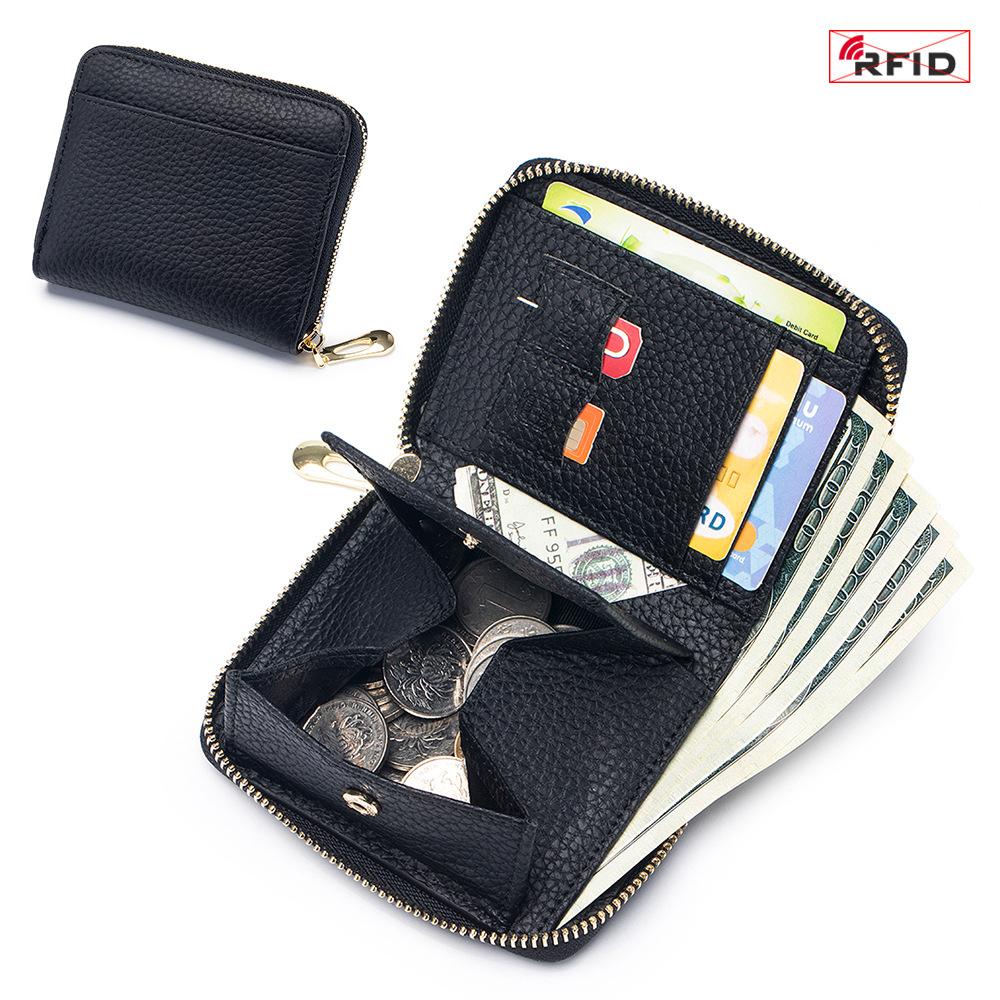 

New fashionable multi-functional short wallet women s Japanese niche change bag card bag RFID large capacity чёрный