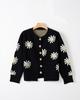 Women's Autumn-Winter Chrysanthemum Embroidered Knitted Cardigan - Casual, Simple, Fashionable, Elegant Sweater