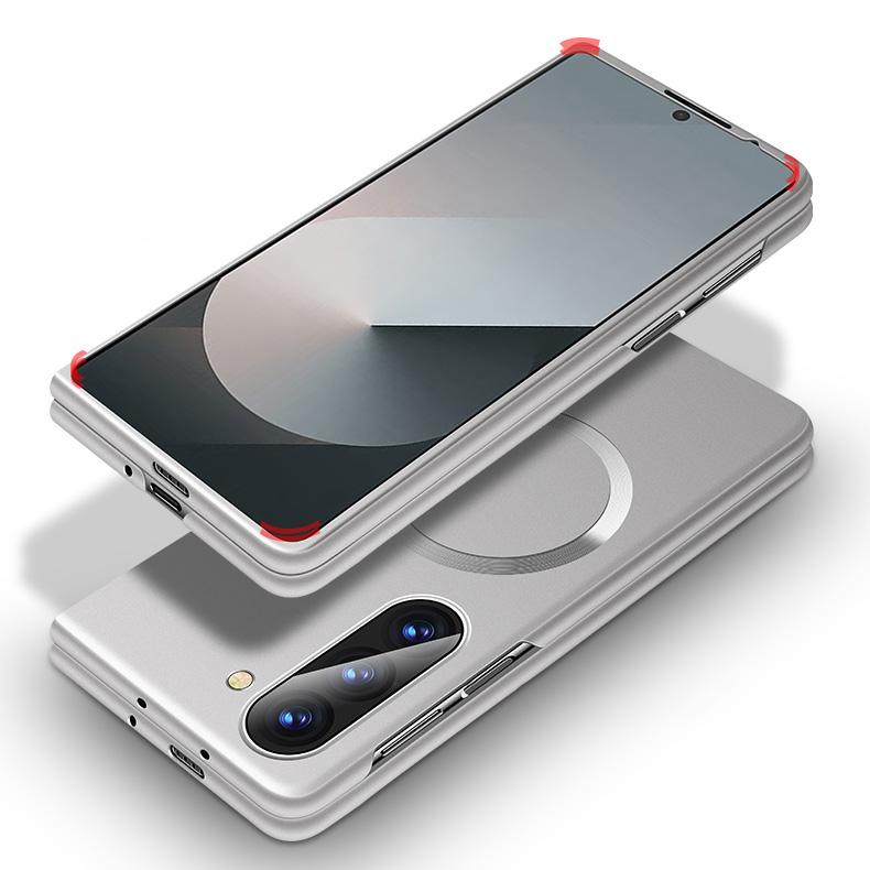 Luksusowe magnetyczne smukłe 2-częściowe składane etui do Samsung Galaxy Z Fold 6 Fold 5 Fold 4 Fold 3 Jednolity kolor Twardy komputer Odporny na wstrząsy Bezprzewodowe ładowanie Telefonu