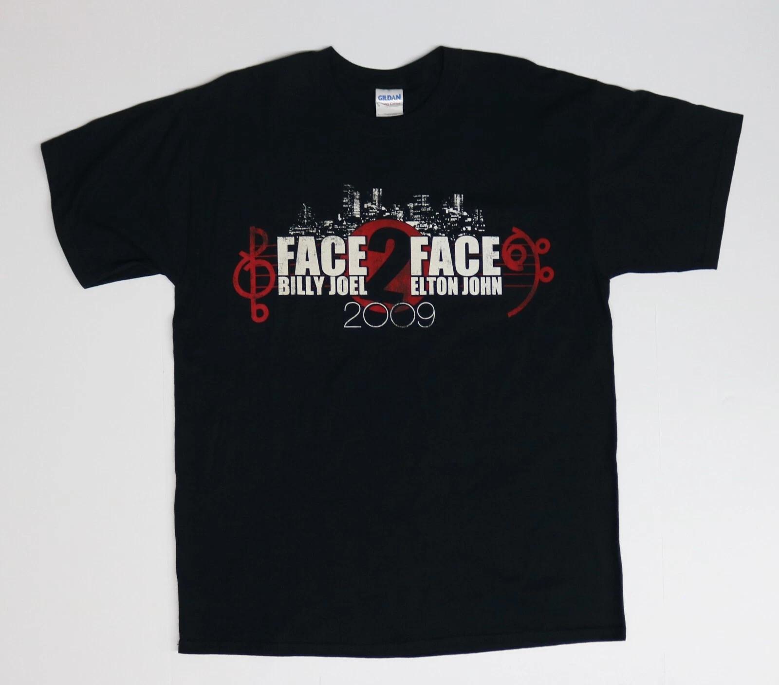 Face 2 Face Billy Joel/Elton John 2009 Tour Gildan Men s Black T-Shirt - Size L 2XL