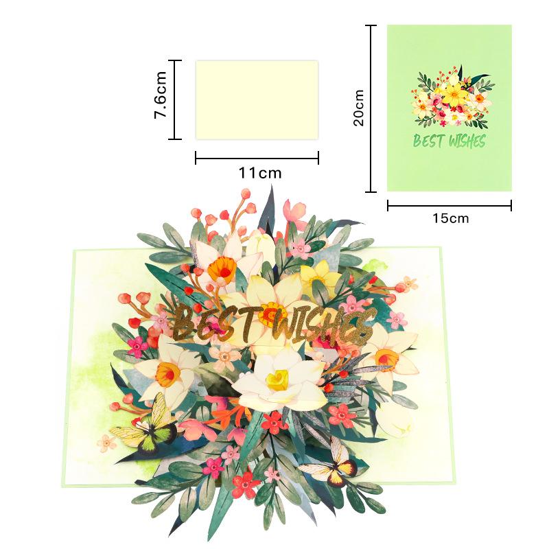 3D Pop Up Greeting Card with Floral Hummingbird Butterfly Popup Card Blank Note Birthday Mother's Day Anniversary All Occasions