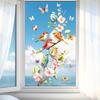 Yousheng Cherry Blossom Flower Window Clings Floral Branch Butterfly Birds Window Decal Static Glass Doors Mirror Sticker for