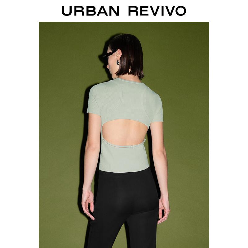 UR Women's Slim-Fit Back Cutout Short-Sleeve Knit Top