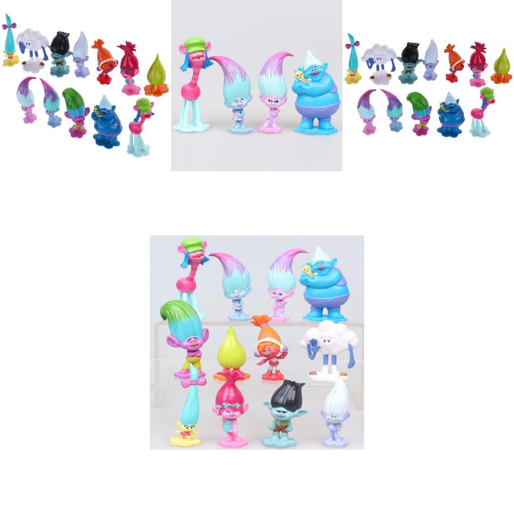 Trolls Movie Poppy Branch Action Figures Cake Toppers Doll Toy Gifts 12 Pcsset