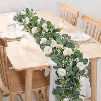Artificial Eucalyptu Garland Rattan Whip Greenery Hanging Rattan Wedding Birthday Party Home Backdrop Decoration DIY Accessories