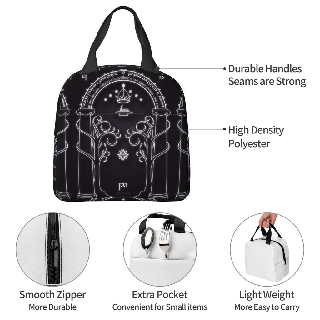 L-Lord Of The Ring Insulated Lunch Bag for Women Kids Portable Food Boxes Thermal Lunch Box Tote