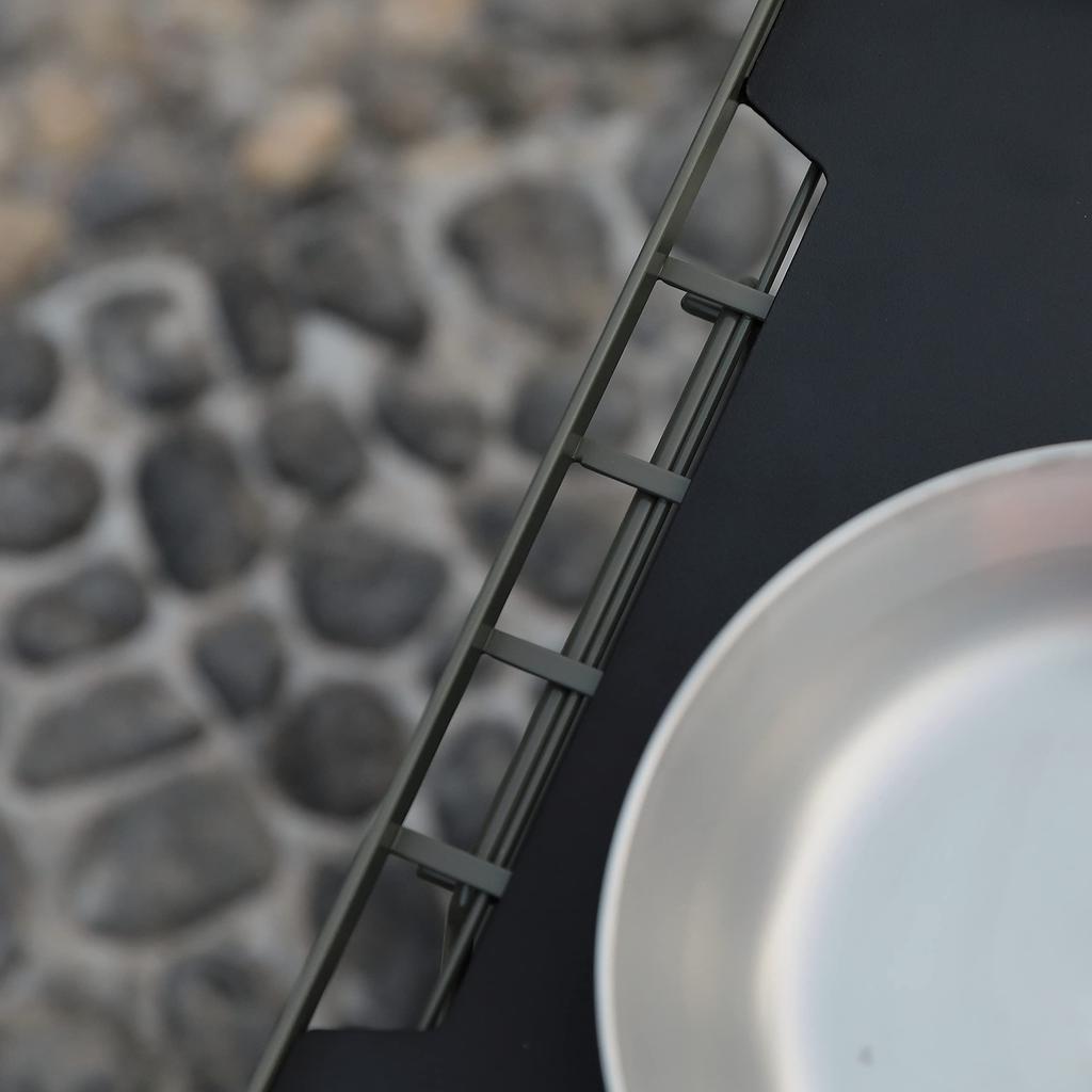 CAMPING MOON Ground Rack/Field Rack, Aluminum Top, Black, with Black Gear, T-2308-BK