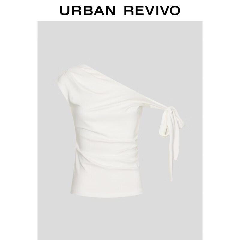 UR2026 Women s Oblique Shoulder Pleated T-Shirt XL