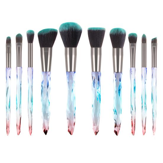 10 Stück Faux Kristall Transparent Diamant Fächerförmige Pinsel Damen Make-up Werkzeugset