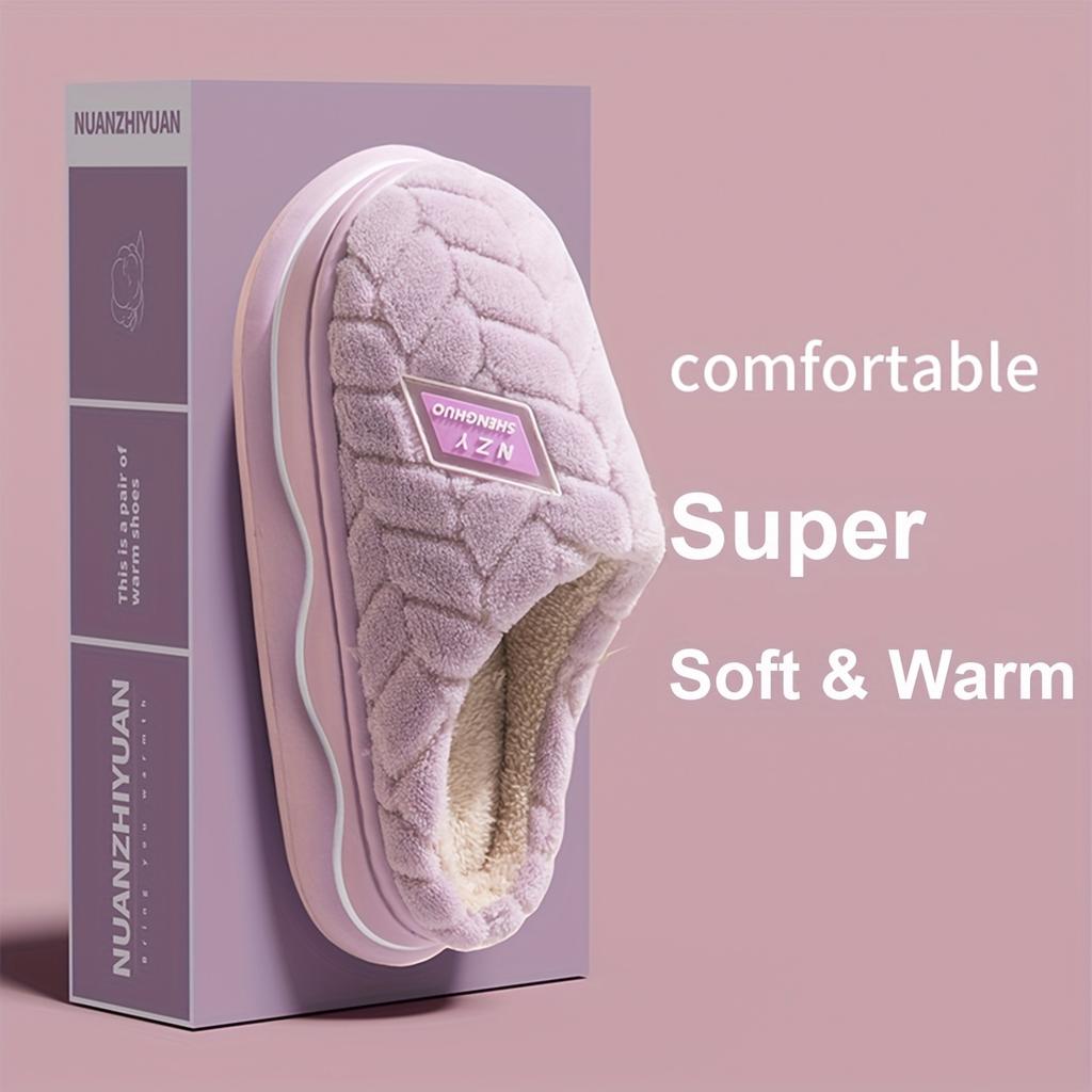 Autumn and Winter Women's Slippers Indoor Home Warmth and Slip-Resistant Thick Sole Plush Slippers Men's Couple Slippers