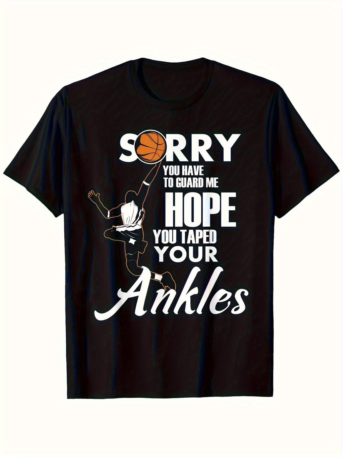 Funny Basketball Graphic Tee - Men s Black Shirt with Sorry You Have to Guard S разноцветный