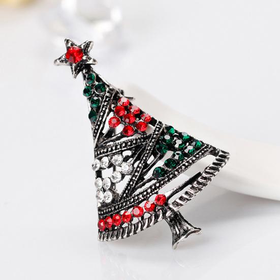 Femei Broșă Pom de Crăciun Pin Multicolor Bijuterii Strasuri Moda Cadou de Crăciun