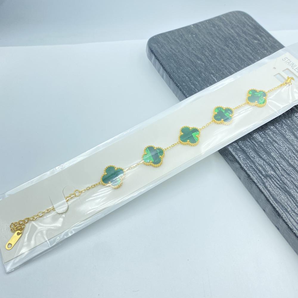 15MM Titanium Steel Four-Leaf Clover Bracelet - Forest Series, Non-Fading Fresh Style
