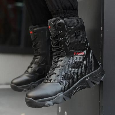 Moda Hombre Masculino Zapatos Casuales de Hombre Bota de Cuero Botines de Motocicleta Negro Botas Masculinidad Zapatos de Montañismo Hombres