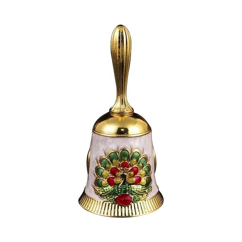 Alloy Hand Bell Dinner Bell Handicraft Engraved Peacock Hand Bell Loud and Clear Sound School Church Christmas BellAlloy Gift