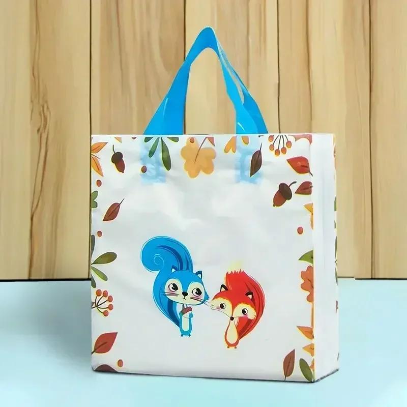 50piece Cartoon Large Capacity Gift Bags Vertical Large Size Clothing Store Plastic Handbag High End Portable Gift Storage Pocke