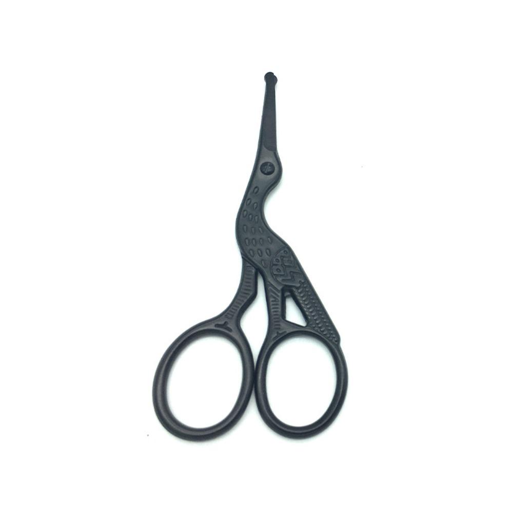 Round Head Nose Hair Trimming Scissors Mini Silver Facial Trimming Tweezer Stainless Steel Black Nose Hair Trimmer Beauty Tool