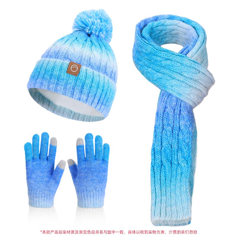 Winter Children's Hats, Scarves, Gloves, Three Piece Set, Anti Cold and Velvet Warm Ear Protection, Men's and Women's Knitted Woolen Hats