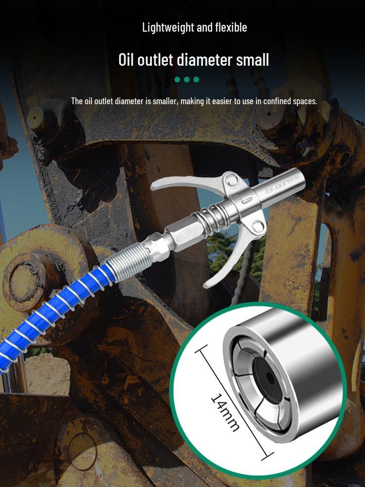 High-Pressure Self-Locking Grease Nozzle with Pliers-Type Grip and Flat Head for Electric, Pneumatic, or Manual Grease Guns