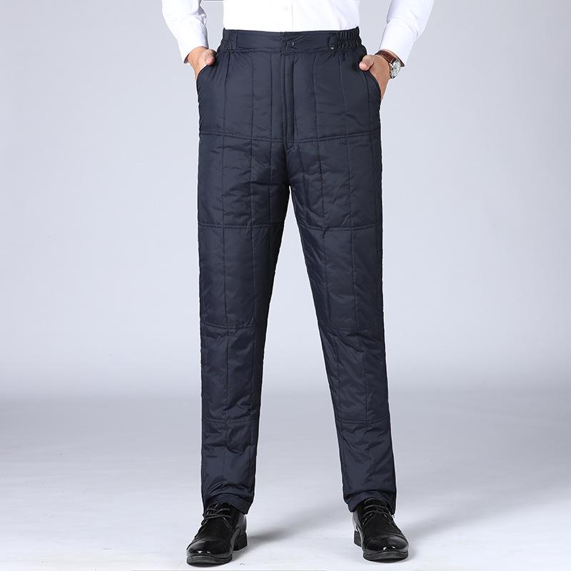 Men's High-Waist Winter Down Pants: Thick, Warm, Windproof. Ideal for Middle-Aged & Elderly. Wear Indoors or Out.