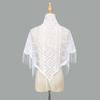 Elegant Tassels Triangular Scarf Polyester Prayer Shawls In Church Pure Color Lace Scarf Femme Wedding Scarves Transparent Shawl